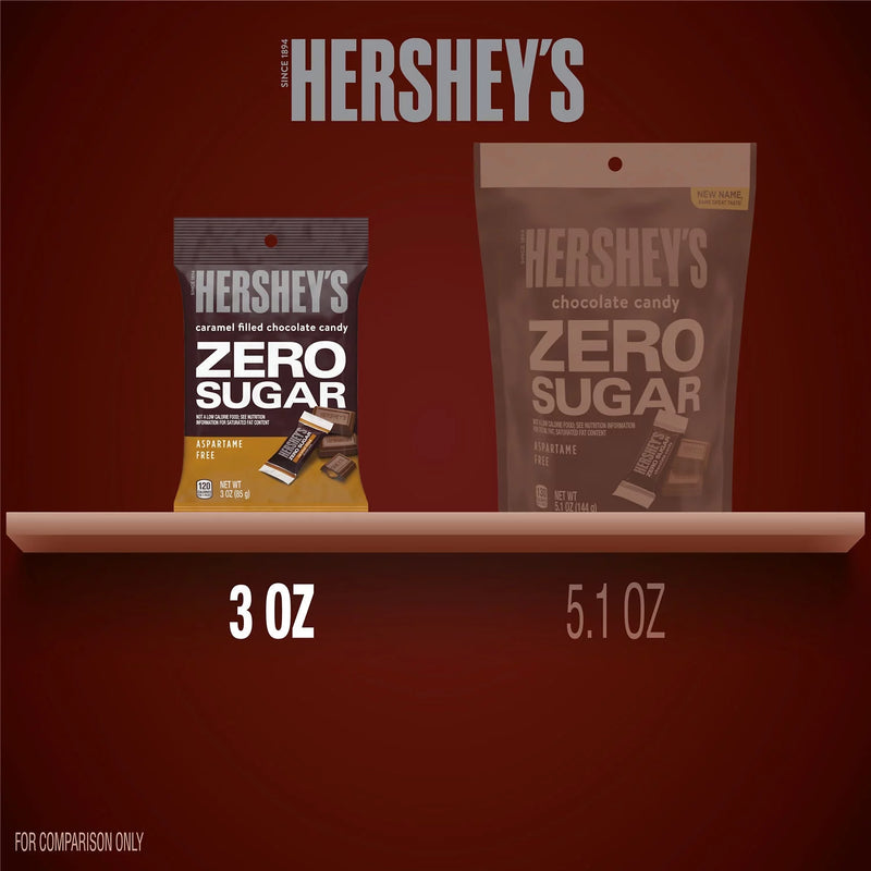 Zero Sugar Caramel Filled Chocolate Candy, Bag 3 Oz