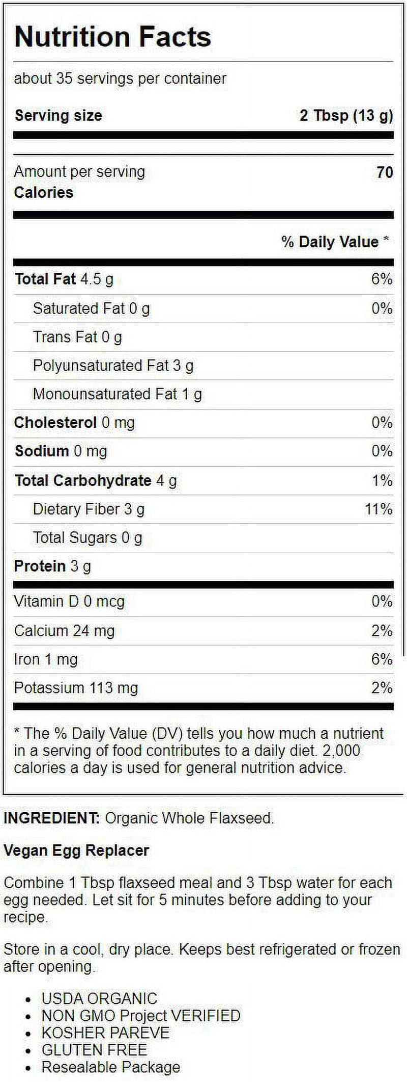 Organic Brown Flaxseed Meal, 16 Oz