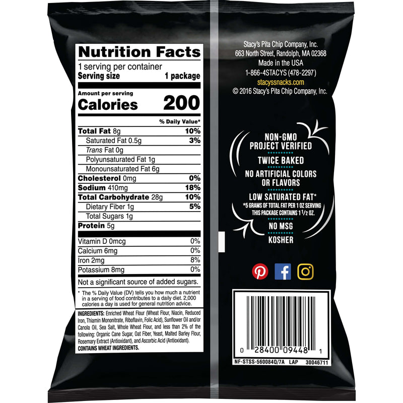 Simply Naked Baked Pita Chips Snack Chips, 1.5 Oz. Bag