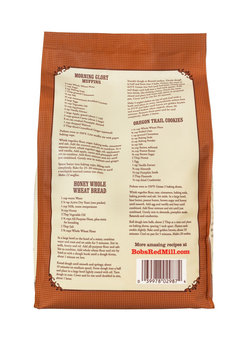 Bobs Red Mill Organic Whole Wheat Flour, 80 Oz