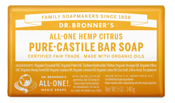 Pure Castile Bar Soap Citrus Orange 5 Oz