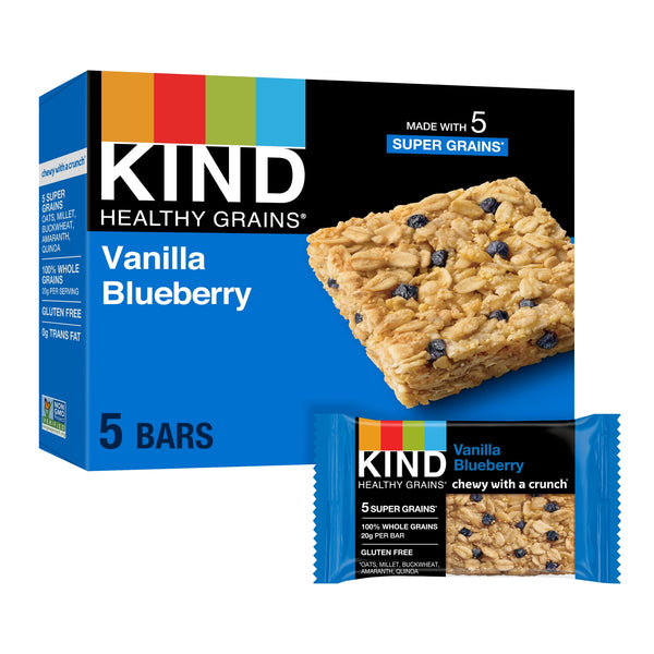 Healthy Grains Gluten Free Vanilla Blueberry Snack Bars, 1.2 Oz, 5 Count