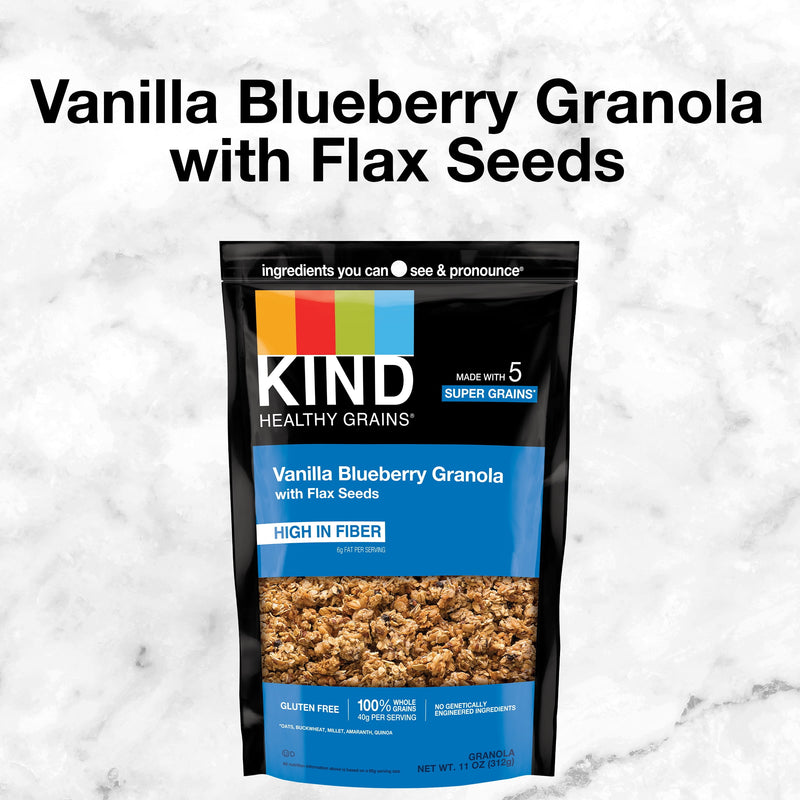 Healthy Grains Granola, Vanilla Blueberry with Flax Seeds, Gluten Free, 11 Oz